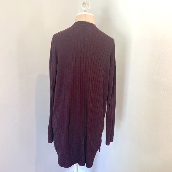 Burgundy Ribbed Longline American Eagle Cardigan - Picture 3 of 5